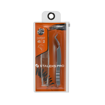 Пинцет для наращивания ресниц Staleks Pro EXPERT 45 Type 2 (TE-45/2) L-образный — профессиональный пинцет STALEKS для объемного и мега-объемного наращивания ресниц Пинцет для наращивания ресниц Staleks Pro EXPERT 45 Type 2 (TE-45/2) L-образный — профессиональный пинцет STALEKS для объемного и мега-объемного наращивания ресниц