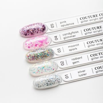 Акрил-гель Couture Colour Acrylic Gel Glitter 05 Pink Opulence прозрачный с крупными розовыми блестками Акрил-гель Couture Colour Acrylic Gel Glitter 05 Pink Opulence прозрачный с крупными розовыми блестками