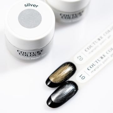 Гель-краска без липкого слоя Couture Colour Metallic Paint Gel No Wipe Silver с эффектом жидкого металла цвет серебро 