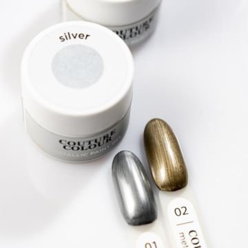 Гель-краска без липкого слоя Couture Colour Metallic Paint Gel No Wipe Silver с эффектом жидкого металла цвет серебро 