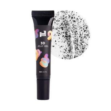 Гель для объемных дизайнов Jerden Proff 3D Jelly Gel 01 Dots прозрачный с черными хлопьями Гель для объемных дизайнов Jerden Proff 3D Jelly Gel 01 Dots прозрачный с черными хлопьями