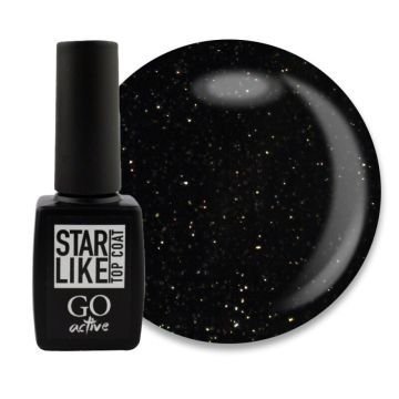 Топ для гель-лака без липкого слоя GO Active Starlike Top Coat 02 Gold с шиммером Топ для гель-лака без липкого слоя GO Active Starlike Top Coat 02 Gold с шиммером