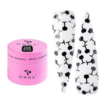 Топ для гель-лака без липкого слоя DNKa Top Wine Black прозрачный с черными бокалами 