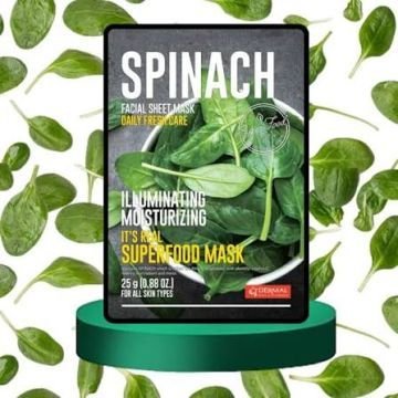 Dermal It's Real Superfood Mask [SPINACH] — Витаминная тканевая маска для лица с экстрактом шпинат