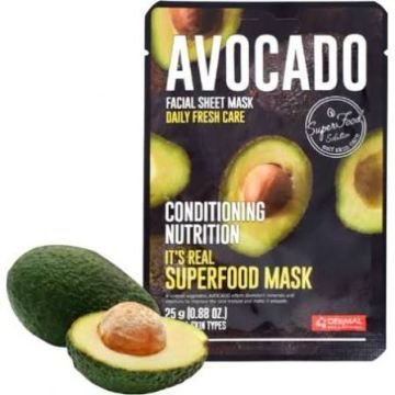 Dermal It's Real Superfood Mask [AVOCADO] — Интенсивно питательная тканевая маска для лица с экстрактом авокадо