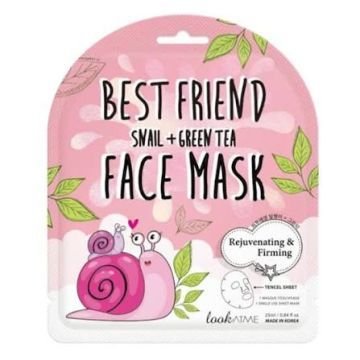 Тканевая маска для лица с муцином улитки и зеленым чаем LookAtMe Snail + Green Tea Face Mask Тканевая маска для лица с муцином улитки и зеленым чаем LookAtMe Snail + Green Tea Face Mask